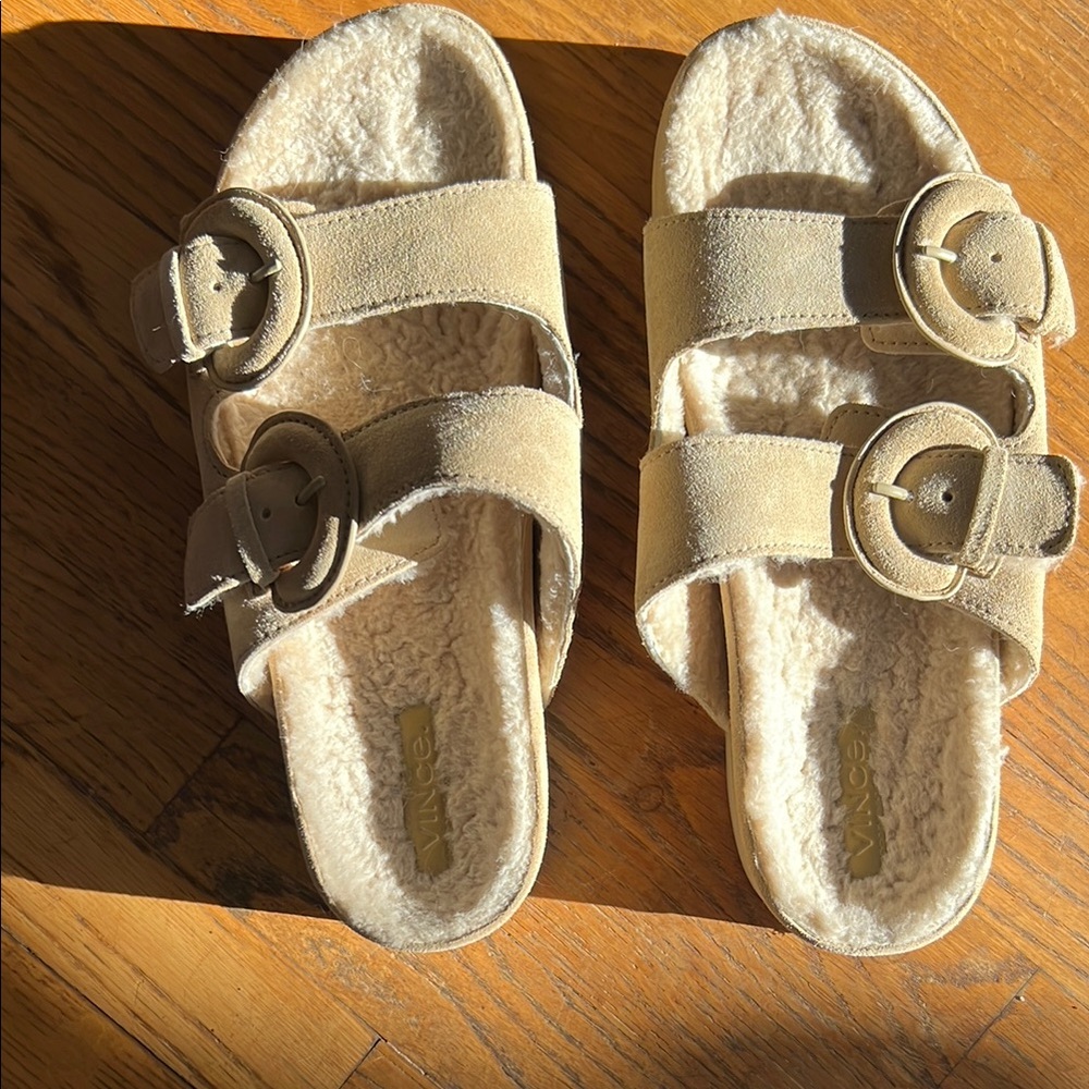 Vince Women's Beige Double-Buckle Sandals